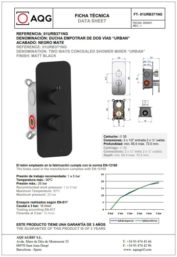 Душевой комплект AQG Urban 19URBER23305 настенный - фото 2