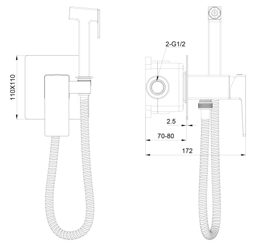Смеситель для ванны и душа Wonzon & Woghand CUBE 2.0 WW-88829068-CR встраиваемый в стену хром - фото 2