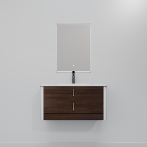 Тумба с раковиной+зеркало Art Decco Gabriella (Габриелла) AGB08W24S1MF 80x45x40 подвесная цвет черный орех - фото 2