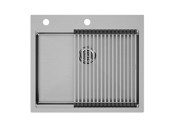 Кухонная мойка Paulmark PM705951-BS+R405-BS 59х51 цвет брашированная нержавеющая сталь поверхность матовая