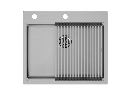 Кухонная мойка Paulmark PM705951-BS+R405-BS 59х51 цвет брашированная нержавеющая сталь поверхность матовая