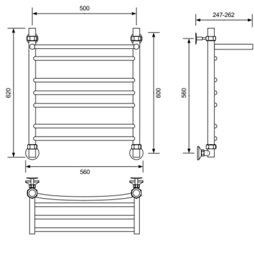 Полотенцесушитель Veconi Nemi-B N6050GR-B 50х60 водяной графит - фото 3