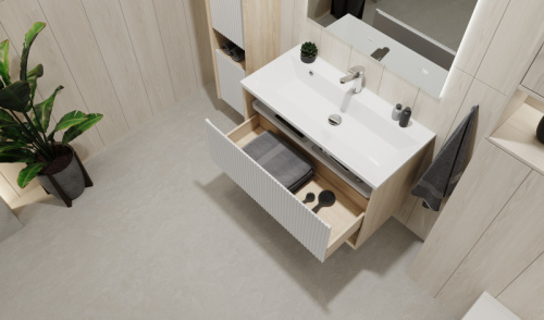 Тумба под раковину Jorno TOSSONY Toss.01.90/P/SS-W/JR 89х44х60 подвесная цвет белый - фото 3