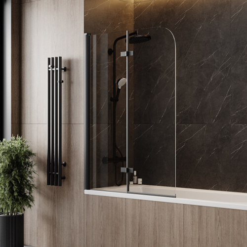 Шторка на ванну Teymi Anni T00280 100х140 стекло прозрачное профиль черный ориентация универсальная - фото 4