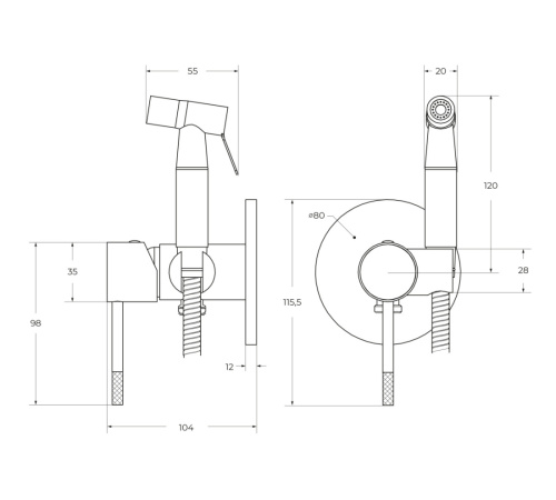 Гигиенический душ Cezares RELAX RELAX-DIF-NOP черный матовый - фото 3