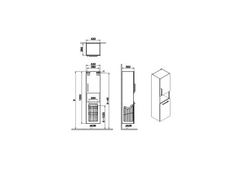 Шкаф-пенал Vitra Root 68013 42х36х155 подвесной цвет коричневый - фото 2