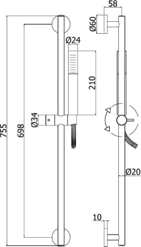 Душевой гарнитур Paffoni Life ZSAL135CRAG настенный хром - фото 4