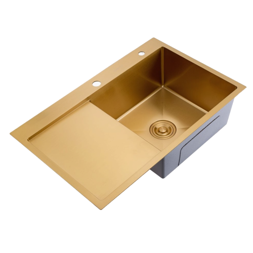 Кухонная мойка Splenka S704.7850.03 78х50 цвет золотой сатин поверхность матовая - фото 2