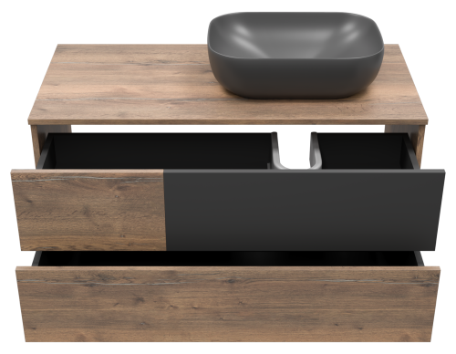 Тумба под раковину Misty Коломбо П-Кол-01100-074ПП 100х48х48 подвесная цвет серый/коричневый - фото 3