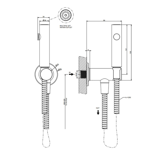Гигиенический душ Gessi Inciso 58153#707 черный - фото 2