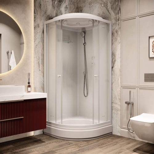 Душевая кабина Parly Bianco BM101 100х100 четверть круга с крышей - фото 3