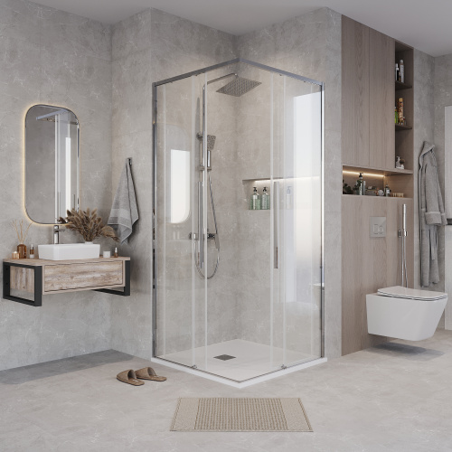 Душевая дверь Grossman Galaxy 1/2.K33.01.10.10.00 100х195 стекло прозрачное профиль хром глянцевый - фото 3