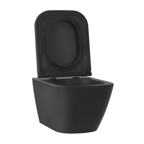 Унитаз подвесной Wellsee Pure BY Wellsee 182604001 черный матовый с сиденьем микролифт безободковый каскадный смыв - фото 2