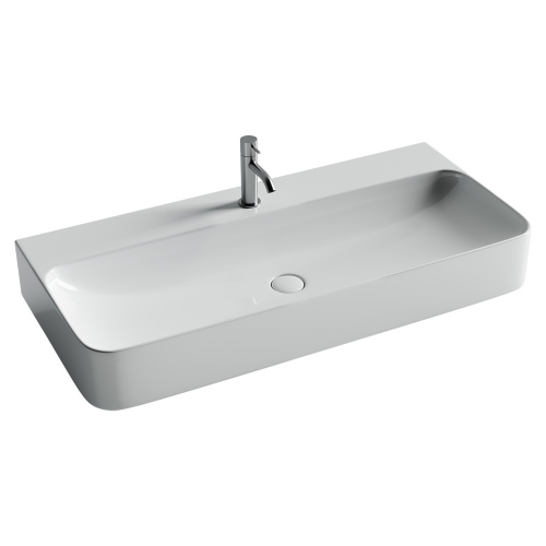 Раковина из сантехнического фарфора Ceramica Nova AURA CN2007 100х47 подвесная цвет белый 1 отверстие под смеситель - фото 3