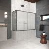 Душевая шторка на ванну Vegas-Glass ZV+ZVF Protec ZV+ZVF Protec 150*85 06 Moru 150х140 стекло рифленое профиль вороненая сталь ориентация универсальная