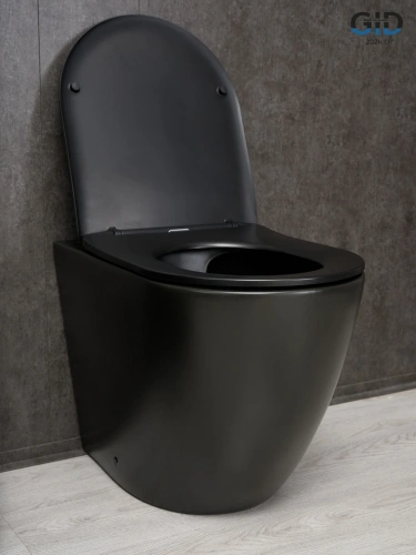Унитаз приставной Gid Convexo 62214Y черный матовый с сиденьем микролифт безободковый душевой смыв - фото 5