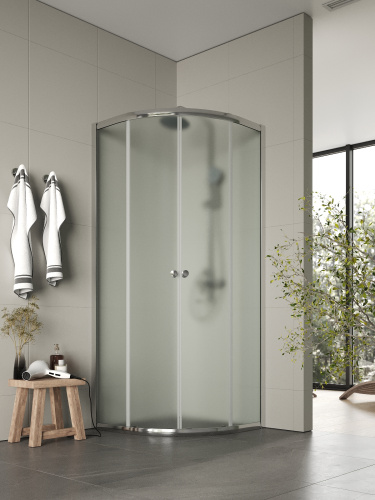 Душевой уголок Agger A01-080MCR/G 78х78 стекло матовое профиль хром глянцевый без поддона - фото 5