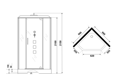 Душевая кабина Niagara Luxe 7717W 100х100 трапеция с крышей ориентация универсальная - фото 4