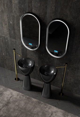 Раковина карбоновая Abber KARBON AK2003 45х45 напольная цвет черный без отверстий под смеситель - фото 3