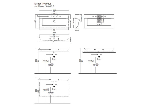 Раковина из санфаянса Hatria BAHIA_13 BH1000465011TS0 100х47 подвесная цвет белый - фото 3