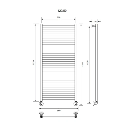 Полотенцесушитель Veconi Vero-B V12050GR-B 50х120 водяной графит - фото 3