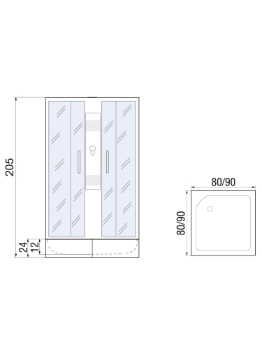 Душевая кабина River QUADRO Б/К 90/24 MT (10000001453) 90х90 квадратная без крыши ориентация универсальная - фото 2