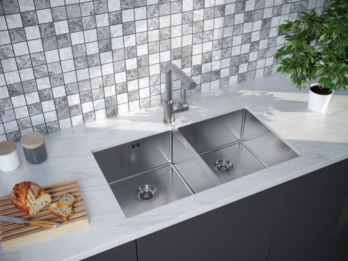 Кухонная мойка Paulmark GERBERG 78/2 UNI PM237844-BS 35х39 цвет брашированная нержавеющая сталь поверхность матовая - фото 3