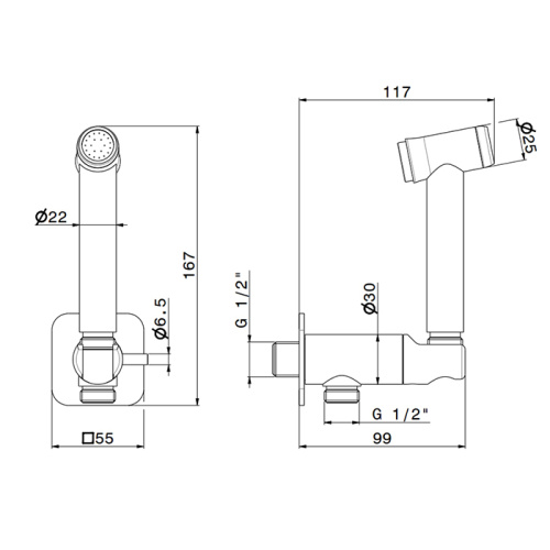 Гигиенический душ Newform X-STEEL 316 69644X.50.050 нержавеющая сталь - фото 2