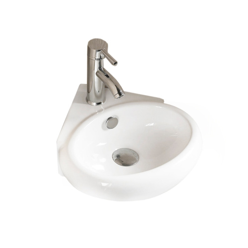 Раковина из сантехнического фарфора Melana E604-805 39х37 подвесная цвет белый 1 отверстие под смеситель - фото 4