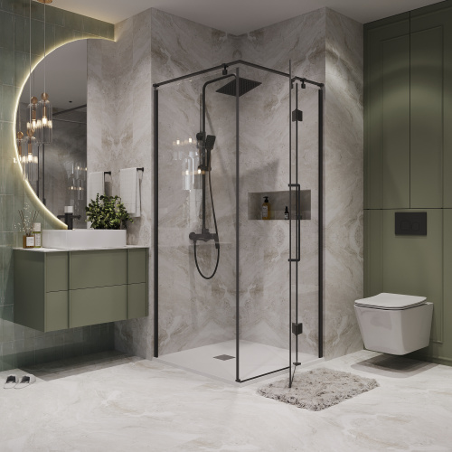 Душевой уголок Niagara Nova NG-6832-34BLACK 100х100 стекло прозрачное профиль черный матовый без поддона - фото 3