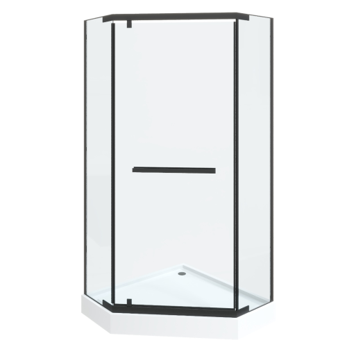 Душевой уголок Cerutti SPA CHIKA ZP101B 100х100 стекло прозрачное профиль черный без поддона - фото 4