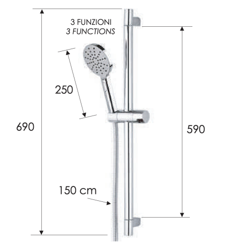 Душевой гарнитур Remer 315R318MP настенный цвет хром - фото 2