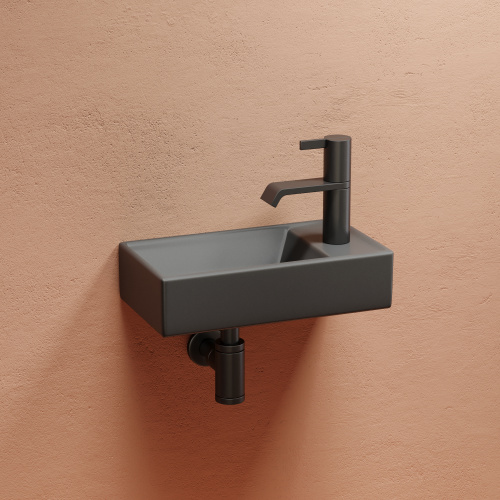 Раковина из сантехнического фарфора Ceramica Nova ELEMENT CN6051LMDH 42х22 подвесная цвет темный антрацит матовый 1 отверстие под смеситель - фото 2