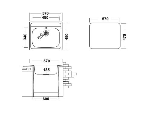 Кухонная мойка Ukinox Гранд GRP570.490 -GT8K 0C 49х57 цвет хром поверхность полированная - фото 3