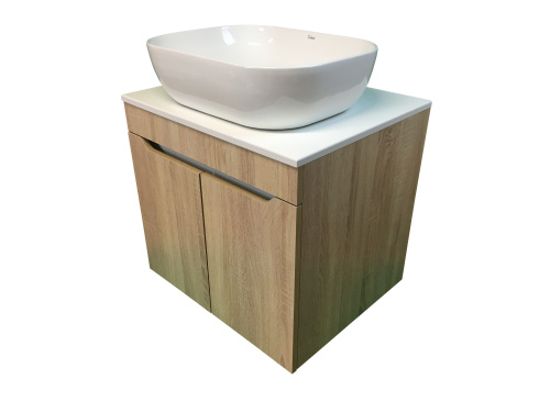 Тумба с раковиной Sintesi STL.W7021_SIN-LVB-APP-403 60х55х50 подвесная цвет белый/коричневый - фото 2