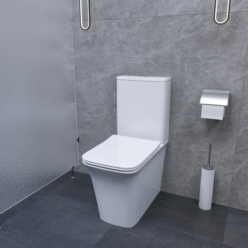 Унитаз напольный с бачком Cerutti SPA CT7838 белый с сиденьем микролифт безободковый каскадный смыв - фото 3