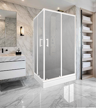 Душевой уголок Parly ZQ121F 120х80 стекло матовое профиль белый с поддоном