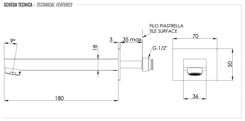 Излив Remer Qubika 91QNO настенный черный матовый - фото 4