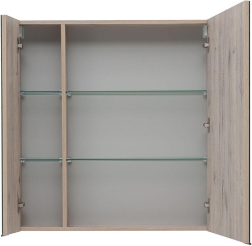 Комплект мебели: тумба с раковиной + зеркало-шкаф Aquanet Алвита New 00274202 81x47x138 подвесной цвет коричневый - фото 5