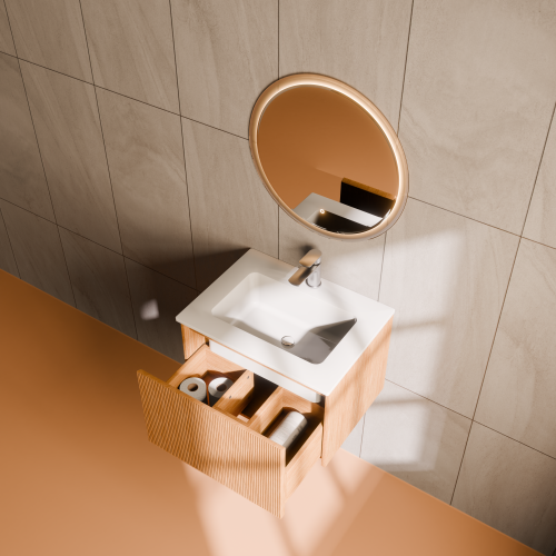 Тумба с раковиной+зеркало Art Decco Elizabeth (Элизабет) AEL06W11S2M0 60x45x40 подвесная цвет белый дуб - фото 3