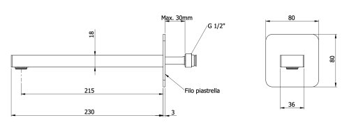 Излив Remer Slash & Dot 91SLLNO настенный черный матовый - фото 2