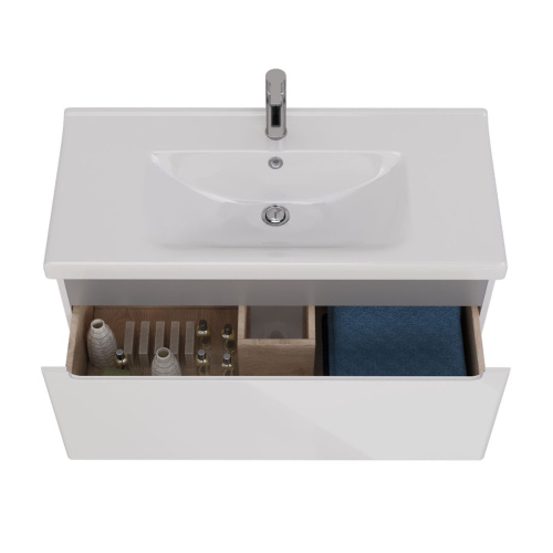 Тумба под раковину LeMark Buno mini LM05BM100T 96х45х39 подвесная цвет белый/серый - фото 3