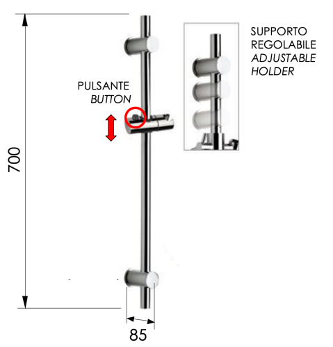 Душевая штанга Remer 317N настенная цвет хром - фото 2