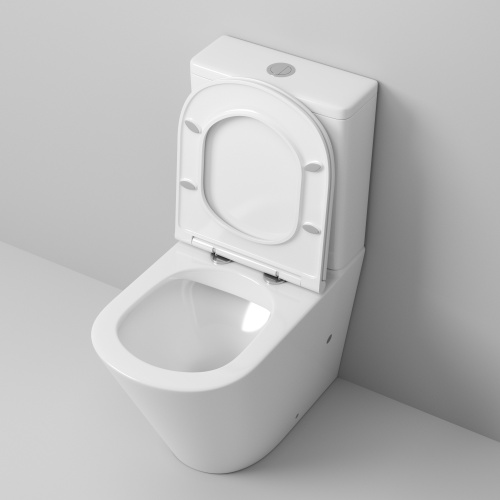 Унитаз напольный с бачком Grossman Санфаянс GR-4450S белый глянцевый с сиденьем безободковый каскадный смыв - фото 4