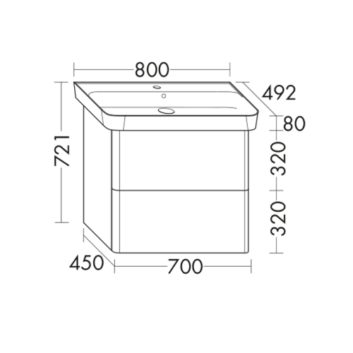 Тумба с раковиной Burgbad Iveo SFEN080F2835G0161C0001*1 80х49х72 подвесная цвет дуб меринос - фото 2