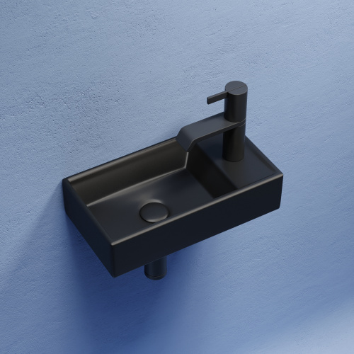 Раковина из сантехнического фарфора Ceramica Nova ELEMENT CN6051LMB 42х22 подвесная цвет черный матовый 1 отверстие под смеситель - фото 3