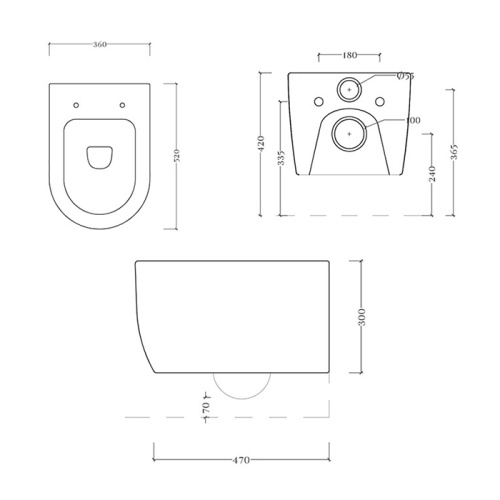 Чаша унитаза подвесная Artceram A16 ASV006 40 00 цвет коричневый матовый без сиденья безободковая каскадный смыв - фото 2
