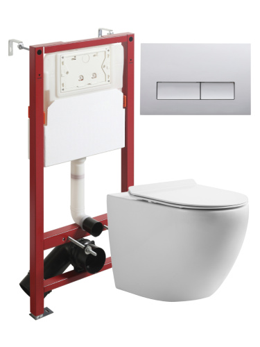Комплект унитаз с инсталляцией и клавишей смыва Orange CI07-100W+APB200 - фото 2