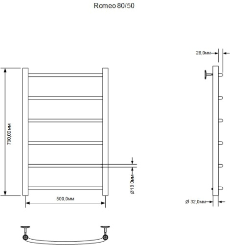 Полотенцесушитель Aquanet Romeo 00266725 50х80 водяной хром - фото 2