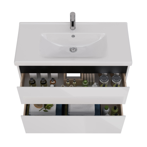 Тумба под раковину LeMark Combi LM03C100T-black 96х45х65 напольная/подвесная цвет белый/черный - фото 3